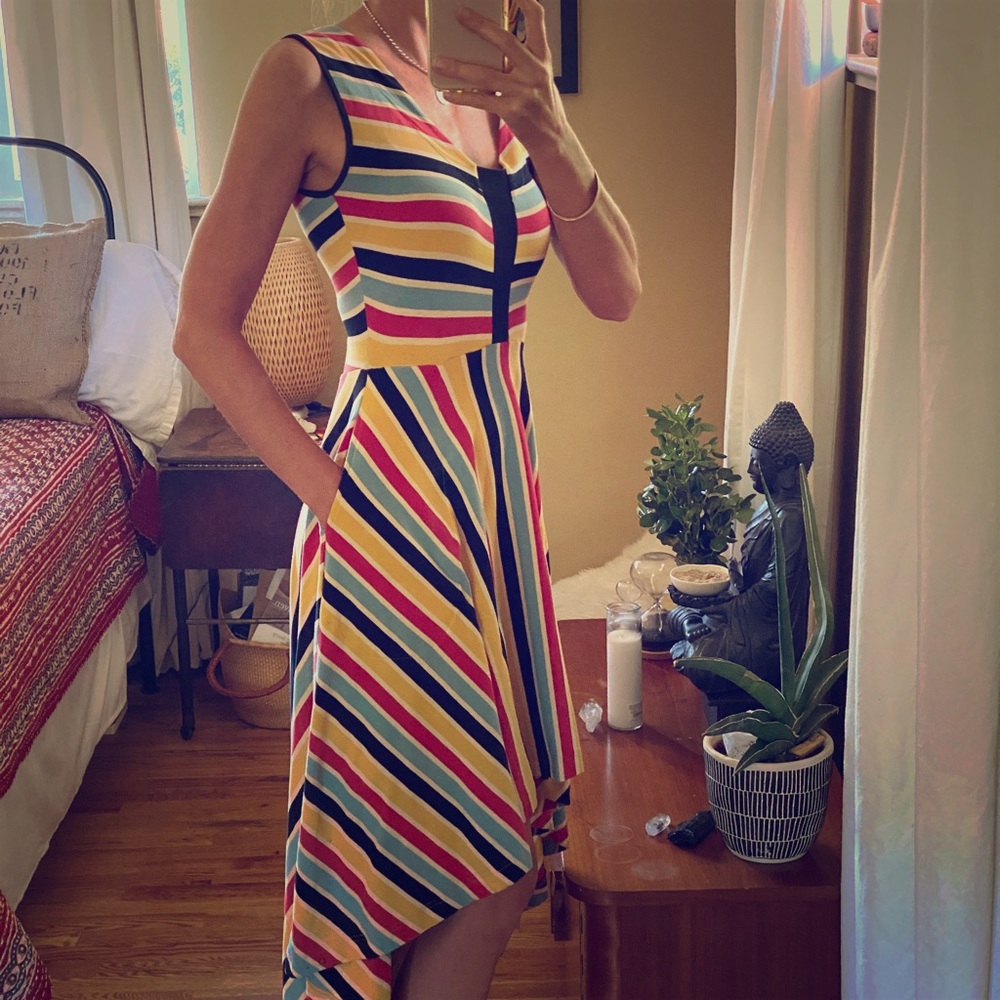 Sexy and unique, striped knit dress